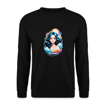 rêver - rêveur- rêveuse - rêve - rêverie - Sweat-shirt Unisexe - noir - Devant - Alina (178cm) & Michal (187cm)