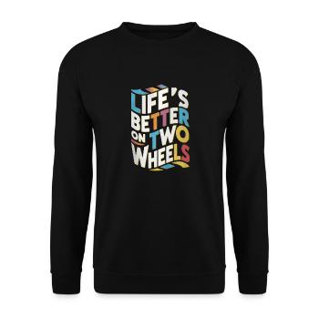Life's better on two wheels font mosaic - Unisex Sweatshirt - black - Front - Alina (178cm) & Michal (187cm)