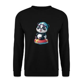 Pandas Schwimmabenteuer! - Unisex Pullover - Schwarz - Vorne - Alina (178cm) & Michal (187cm)