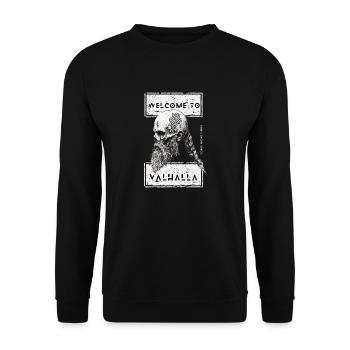 Valhalla Totenkopf Wikinger Mythologie Norwegen - Unisex Pullover - Schwarz - Vorne - Alina (178cm) & Michal (187cm)