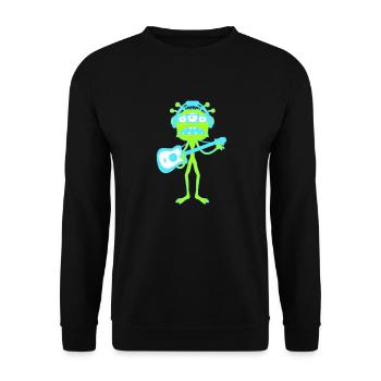 Cool Party Monster Alien Plays Guitar Music - Unisex Sweatshirt - black - Front - Alina (178cm) & Michal (187cm)