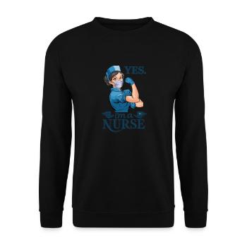Lustige Krankenschwester mit Humor - Unisex Pullover - Schwarz - Vorne - Alina (178cm) & Michal (187cm)