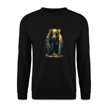 Wald Bär Natur Wildlife Kunst Berg Tier - Unisex Pullover - Schwarz - Vorne - Alina (178cm) & Michal (187cm)