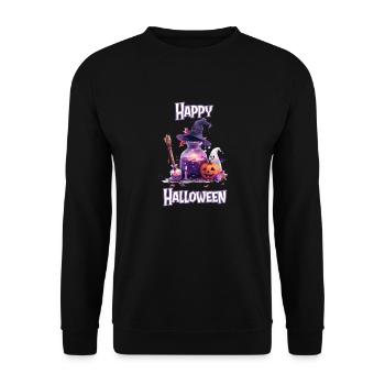 Halloween – Happy Halloween Witch's Kitchen with Ghost - Unisex Sweatshirt - black - Front - Alina (178cm) & Michal (187cm)
