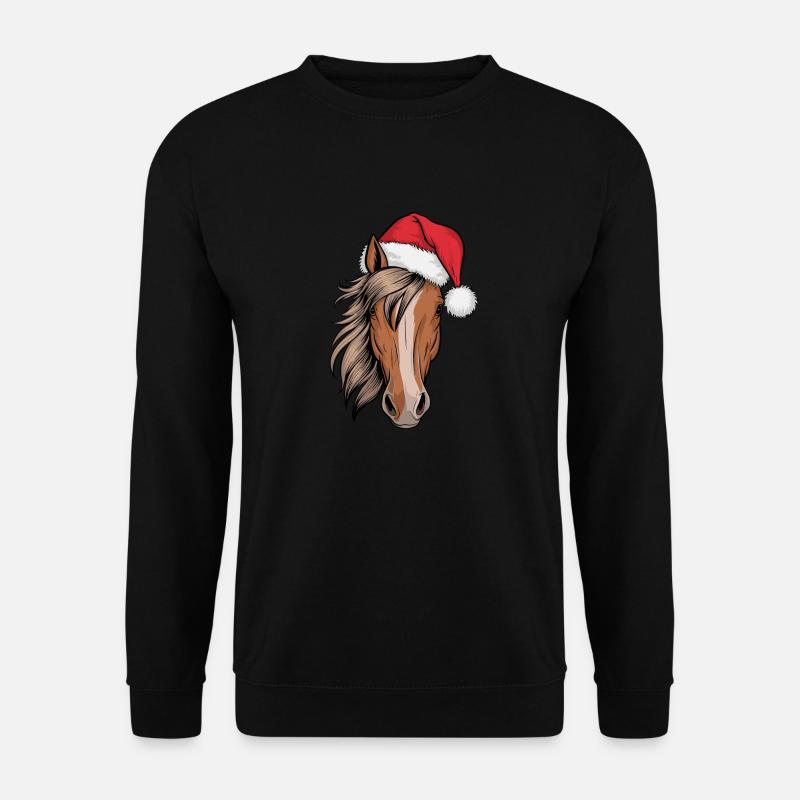 Nikolaus Pferd Weihnachten Weihnachtsmütze - Unisex Pullover - Schwarz