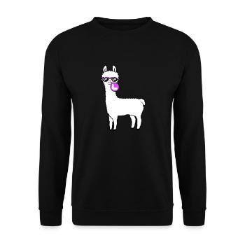 Llama chewing gum bubble bubble blowing alpaca - Unisex Sweatshirt - black - Front - Alina (178cm) & Michal (187cm)