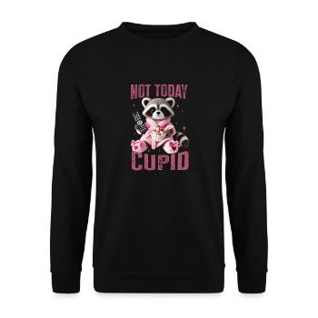 Anti-Saint-Valentin - Chill Relax - Pas aujourd’hui Cupidon - Sweat-shirt Unisexe - noir - Devant - Alina (178cm) & Michal (187cm)