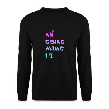 v - Unisex Pullover - Schwarz - Vorne - Alina (178cm) & Michal (187cm)
