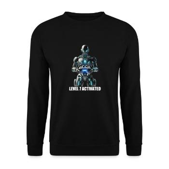 Level 7 Activated Robot Gamer - Unisex Pullover - Schwarz - Vorne - Alina (178cm) & Michal (187cm)