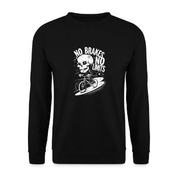 No Brakes No Limits Totenkopf Fahrrad - Unisex Pullover - Schwarz - Vorne - Alina (178cm) & Michal (187cm)