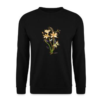 Blumen - Unisex Pullover - Schwarz - Vorne - Alina (178cm) & Michal (187cm)