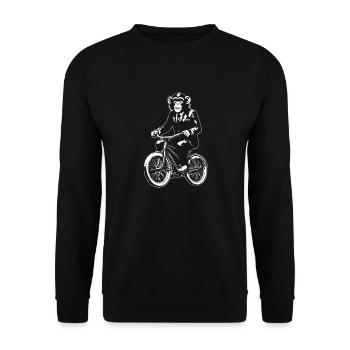 Chimp in suit riding on the bicycle - Unisex Sweatshirt - black - Front - Alina (178cm) & Michal (187cm)