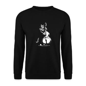 Chat en costume jouant de la contrebasse - Sweat-shirt Unisexe - noir - Devant - Alina (178cm) & Michal (187cm)