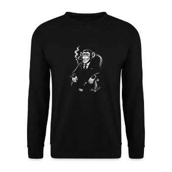 Affe mit Zigarre - Unisex Pullover - Schwarz - Vorne - Alina (178cm) & Michal (187cm)
