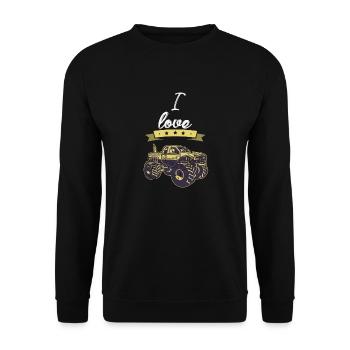 J'aime monstre cadeau Trucks I love - Sweat-shirt Unisexe - noir - Devant - Alina (178cm) & Michal (187cm)