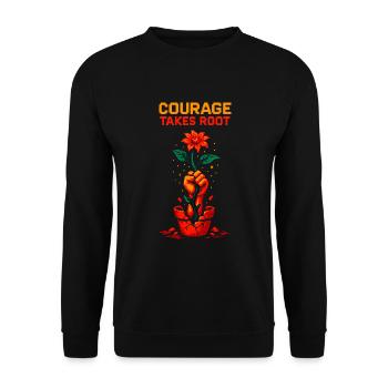 Courage Takes Root – Pixel Art Strength Tee - Unisex Sweatshirt - black - Front - Alina (178cm) & Michal (187cm)