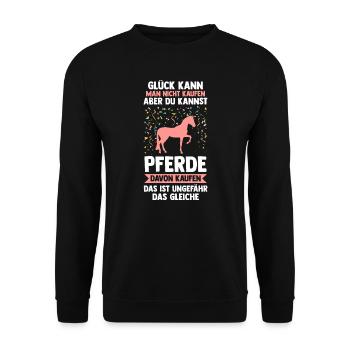 Reiten Pferd Reiter Geschenk - Unisex Pullover - Schwarz - Vorne - Alina (178cm) & Michal (187cm)