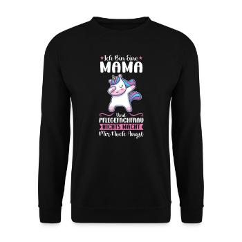 Krankenhaus Pflegefachfrau Pflegerin Geschenk - Unisex Pullover - Schwarz - Vorne - Alina (178cm) & Michal (187cm)