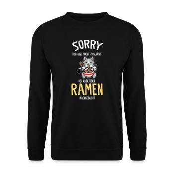 Ramen & Katzen Anime Ramen-Katze Geschenk - Unisex Pullover - Schwarz - Vorne - Alina (178cm) & Michal (187cm)