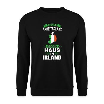 Irland Flagge Irisch Geschenk - Unisex Pullover - Schwarz - Vorne - Alina (178cm) & Michal (187cm)