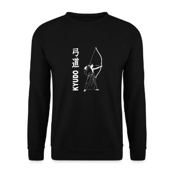 Kyudo - Japanisches Bogenschießen - Unisex Pullover - Schwarz - Vorne - Alina (178cm) & Michal (187cm)