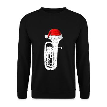 Tuba Weihnachtsmannmütze Weihnachten Xmas - Unisex Pullover - Schwarz - Vorne - Alina (178cm) & Michal (187cm)
