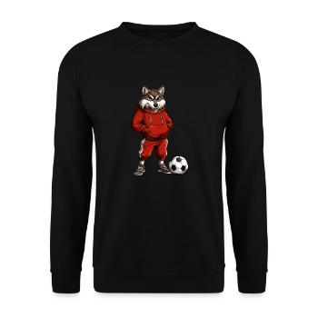 Wolf Footballer red - Unisex Sweatshirt - black - Front - Alina (178cm) & Michal (187cm)