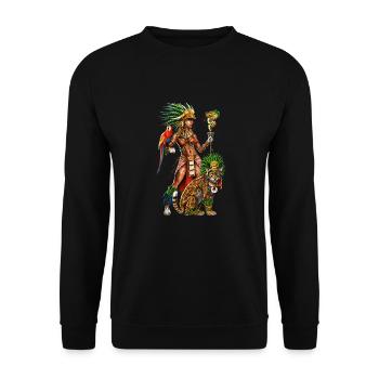 Aztec Jaguar Warrior Woman - Unisex Sweatshirt - black - Front - Alina (178cm) & Michal (187cm)