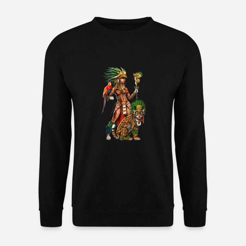 Aztekische Jaguar Kriegerin - Unisex Pullover - Schwarz
