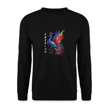 Pfau Passion Rainbow - Unisex Pullover - Schwarz - Vorne - Alina (178cm) & Michal (187cm)