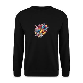 Beautiful Butterflies Watercolor Art - Unisex Pullover - Schwarz - Vorne - Alina (178cm) & Michal (187cm)