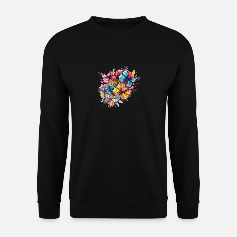 Beaux papillons Aquarelle Art - Sweat-shirt Unisexe - noir