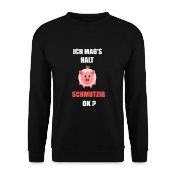 Schwein Ich mag`s schmutzig - Unisex Pullover - Schwarz - Vorne - Alina (178cm) & Michal (187cm)