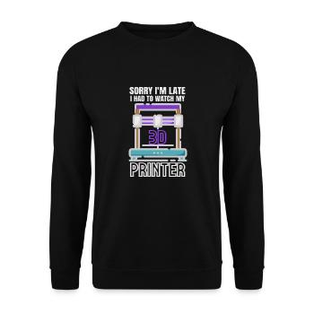 Sorry Ich Bin Zu Spät - 3D Drucker 3D Druck - Unisex Pullover - Schwarz - Vorne - Alina (178cm) & Michal (187cm)