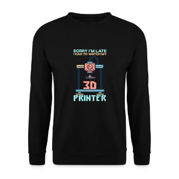 Sorry Ich Bin Zu Spät - 3D Drucker 3D Druck - Unisex Pullover - Schwarz - Vorne - Alina (178cm) & Michal (187cm)