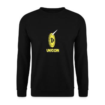 Unicoin Funny Bitcoin Unicorn Blockchain Currency - Unisex Sweatshirt - black - Front - Alina (178cm) & Michal (187cm)