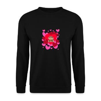 Affe-Liebes-T-Shirt - Valentinstag niedliches Herz - Unisex Pullover - Schwarz - Vorne - Alina (178cm) & Michal (187cm)