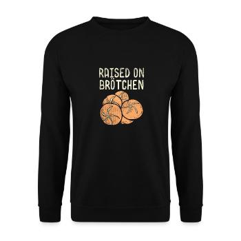 Raised On Brotchen - Unisex Pullover - Schwarz - Vorne - Alina (178cm) & Michal (187cm)