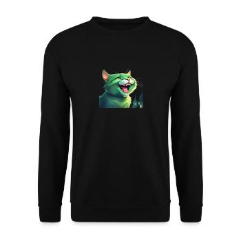 Chat vert joyeux - Sweat-shirt Unisexe - noir - Devant - Alina (178cm) & Michal (187cm)