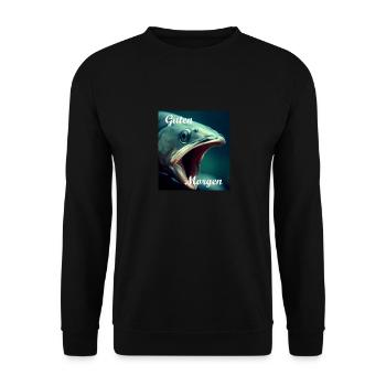 Guten Morgen Fisch - Unisex Pullover - Schwarz - Vorne - Alina (178cm) & Michal (187cm)