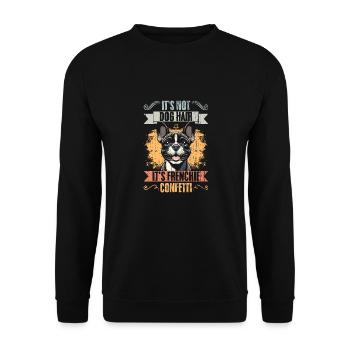 Ce n’est pas des poils de chien, c’est Frenchie confettis chien rétro - Sweat-shirt Unisexe - noir - Devant - Alina (178cm) & Michal (187cm)