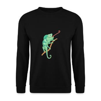 Caméléon vert - Sweat-shirt Unisexe - noir - Devant - Alina (178cm) & Michal (187cm)