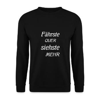 Fährste QUER siehste MEHR - Unisex Pullover - Schwarz - Vorne - Alina (178cm) & Michal (187cm)