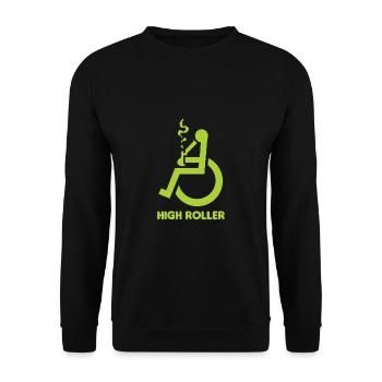 Rollstuhl Stoner mit hohem Rollstuhl - Unisex Pullover - Schwarz - Vorne - Alina (178cm) & Michal (187cm)