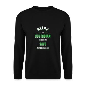 Schulhausmeister - Unisex Pullover - Schwarz - Vorne - Alina (178cm) & Michal (187cm)