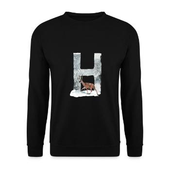 H – caractère décoratif – hiver - Sweat-shirt Unisexe - noir - Devant - Alina (178cm) & Michal (187cm)