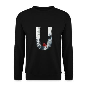 U – decorative character – winter - Unisex Sweatshirt - black - Front - Alina (178cm) & Michal (187cm)