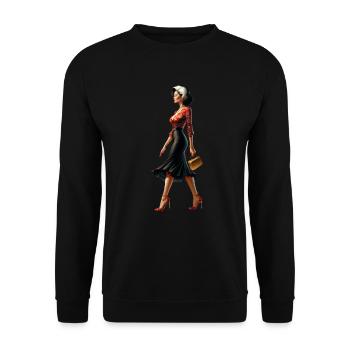 Retro-Chic-Eleganz - Unisex Pullover - Schwarz - Vorne - Alina (178cm) & Michal (187cm)