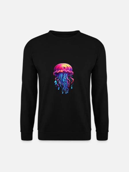 Pink Blaues Graffiti Quallen Artwork - Unisex Pullover - Schwarz