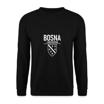 Bosna I Hercegovina Heimat Wappen - Unisex Pullover - Schwarz - Vorne - Alina (178cm) & Michal (187cm)
